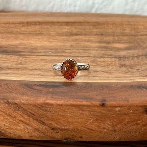 Amber ring set in silver sz 6